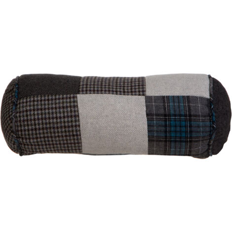 Interiors by Premier Blue patchwork Bolster Cushion, Long Bolster Pillow for Bed, Sofa, Comforting Rolled Pillow Cushion