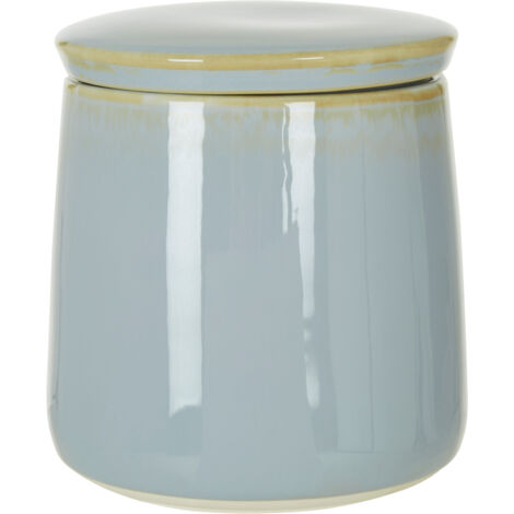 Interiors By Premier Blue Porcelain Canister With Matching Lid,Glossy Tapered Design Container For Counter,Storage Container