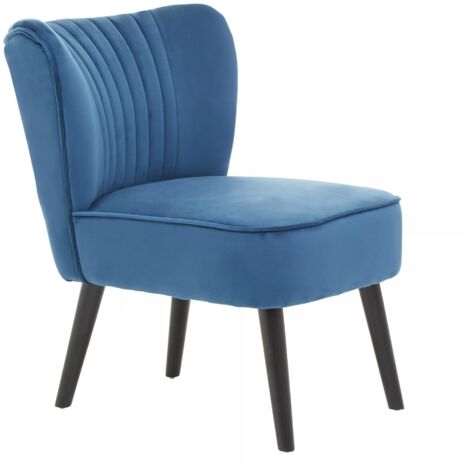 Interiors by Premier Blue Velvet Chair, Curved Back Accent chair, Easy to Assemble Borg Chair, Comfy Office Chair