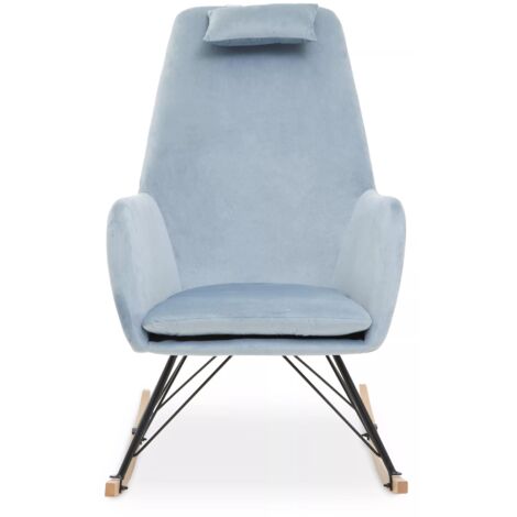 Interiors by Premier Blue Velvet Rocking Chair,  Easy to Clean Velvet Accent Chair, High-Back & Arm Support Comfy Armchair