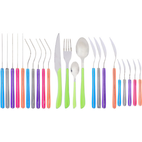 Interiors By Premier Bright 24Pc Multi Coloured Cutlery, Versatile Quality Set For Kitchen, Portable Cutlery Set For Travelling