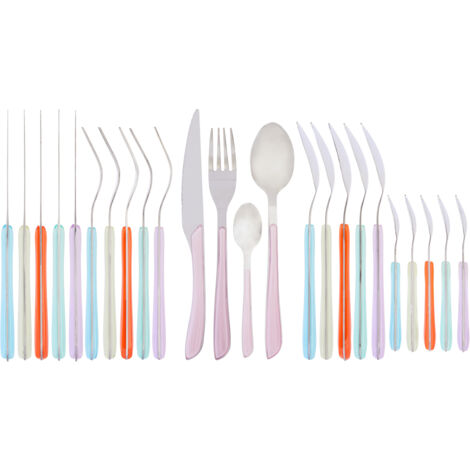 Interiors By Premier Bright 24Pc Multi Pastel Coloured Cutlery, Versatile Set For Kitchen, Portable Cutlery Set For Travelling