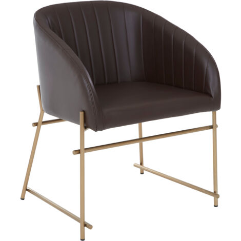 Interiors by Premier Brown Faux Leather Armchair, Modern Dining Chair, Luxe Dining Room Accent Chair, Comfortable Dining Chair