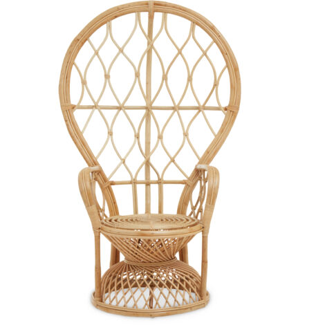 Interiors by Premier Brown Natural High Back Rattan Peakcock Chair, Rattan Arm Chair, Rattan Patio Chair for Home, Garden