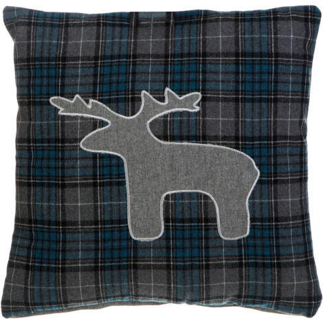 Interiors by Premier Checked Stag Throw Cushion, Polyester Décor Cushion for Relaxing, Washable Cushion for Sofa, Bed, Chair