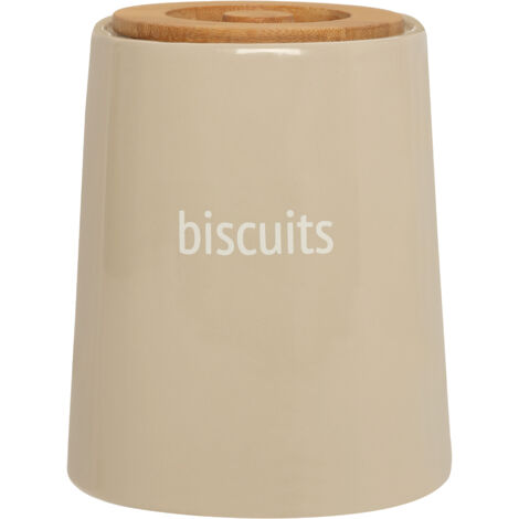 Interiors By Premier Chic Design Beige Ceramic Biscuit Canister, Functional Design Canister, Durable Canister For Ingredients