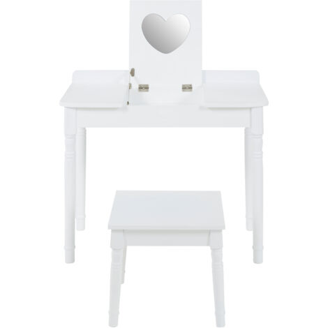Interiors by Premier Childrens Dressing Table and Chair, Crisp White Dressing Table with Mirror, Body Posture Vanity Chair