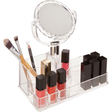 Interiors by Premier Clear Beauty Cosmetic Organiser with Mirror, Smart Makeup Organiser with Mirror, Makeup Mirror with Storage