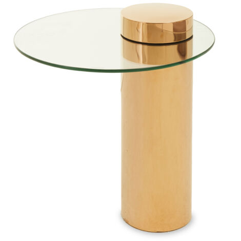 Interiors by Premier Clear Glass Rose Gold Base Side Table, Stylish and Modern Round Accent Table for Living Room and Hallway