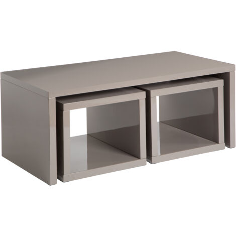 Interiors by Premier Coffee Table with Space-Saving Nesting Tables, Dark Grey Coffee Tables, Contemporary Wooden Coffee Table Set