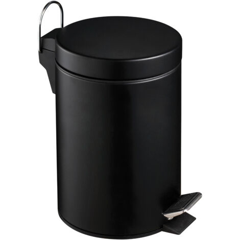 Interiors By Premier Compact 3Ltr Matte Black Pedal Bin, Stylish Design Composite Bin For Kitchen, Convenient Bin With Handle