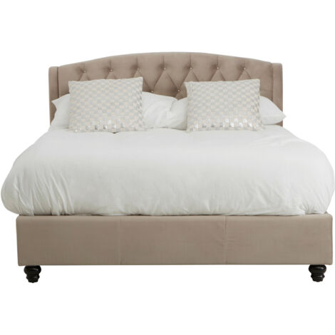 Interiors By Premier Compact Brushed Velvet Double Bed, Stylish Velvet Bed For Bedroom, Stylish Stud Detailed Diamond Tufted Bed