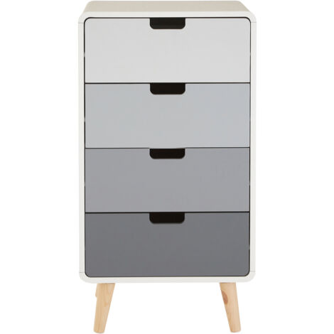 Interiors by Premier Contemporary 4 Drawer Cabinet, Ample Storage Space Bedside Cabinet, Renewable Pine Wood Legs Storage Cabinet