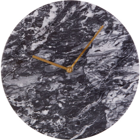 Interiors by Premier Contemporary Black Marble Wall Clock, Marble Constructed Large Wall Clock, Versatile Clock For Kitchen