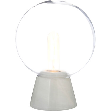 Interiors by Premier Contemporary Globe Lamp With White Marble Base, Contrasting Bedside Table Light, Versatile Modern Lamp