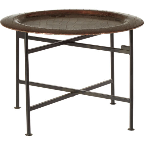 Interiors By Premier Contemporary Small Copper And Black Side Table, Round Top Small Lounge Table, Sleek Bed Side Table