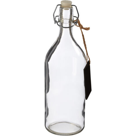 Interiors by Premier Crystal Storage Bottle With Pine Wood Lid, Personalized Clear Glassware, Transparent Drinking Bottle