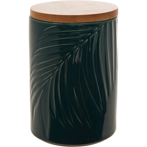 Interiors By Premier Dark Green Medium Storage Jar With Bamboo Lid,Airtight Jar For Storing Dry Goods,Functional Kitchen Jar