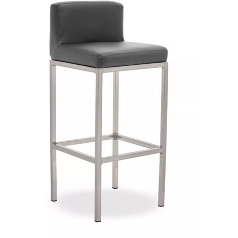 Interiors by Premier Dark grey and Chrome Finish Bar Chair, Glam Touch Indoor Metal Bar Stool, Footrest Bar Chair