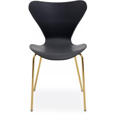 Interiors by Premier Dining Chair with Black Seat, Space-Saving Dining Accent Chair, Easy to Clean Bedroom Chair