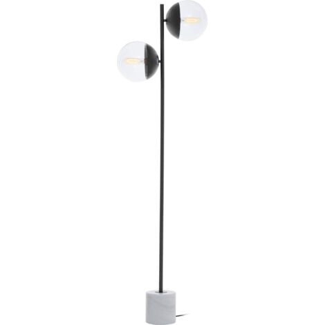 Interiors by Premier Double Glass Globe Two Light Black Floor Lamp, Minimalist Bedroom Lamp, Sleek And Sturdy Tall Lamp On Floor