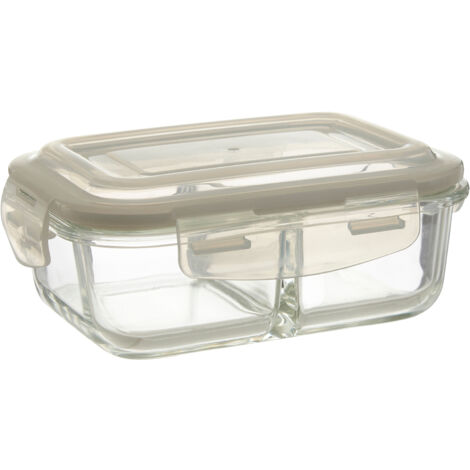 Interiors by Premier Durable 640ml Glass Container, Two Compartments House Spice Jars, Airtight Food Organizer For Kitchen