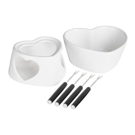 Interiors By Premier Durable Fondue Set, Heart Shaped Design Cheese Fondue Set, Chic Design Best Fondue Set For Dining Table