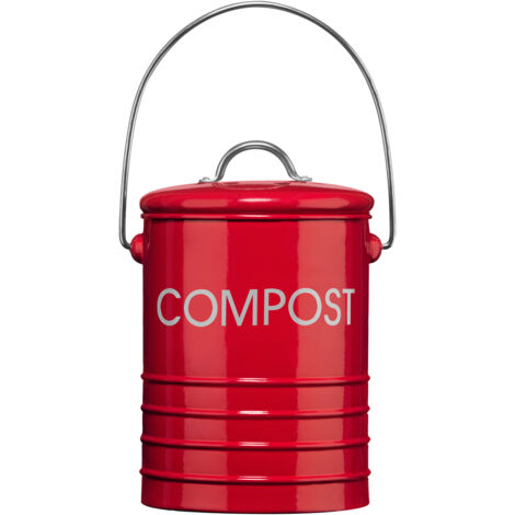 Interiors By Premier Durable Red Composite Bin With Handle, Lightweight Design Composite Bin With Handle, Odour Control Bin
