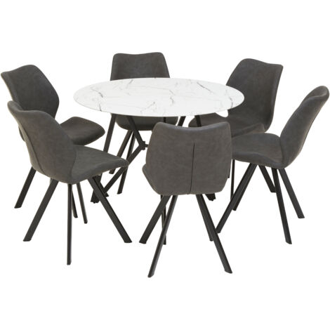 Interiors By Premier Durable Round Grey Dining Set, Space Saving Design Dining Set, Contemporary Small Dining Set For House