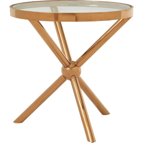 Interiors by Premier Durable Round Rose Gold Side Table, Unique Metallic Bedside Table, Versatile And Compact Small Lounge Table