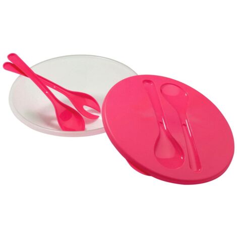 Interiors by Premier Durably Constructed Salad Container With Pink Lid, Convenient Storage Box With Lid, Versatile Plastic box
