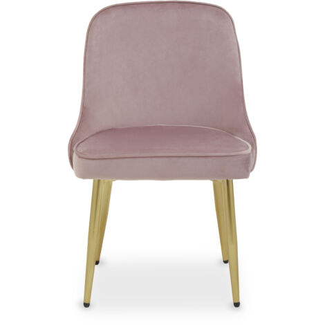 Interiors by Premier Dusky Pink Velvet Dining Chair, Mid-Century Modern Pink and Gold Velvet Dining Chairs, Luxury Dining Chair