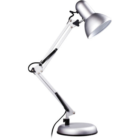 Interiors by Premier Effortlessly Positioning Of Silver Grey Desk Lamp, Modern And Timeless Design Modern Bedside Table Light