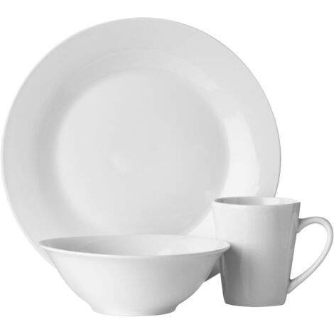 Interiors by Premier Elegant 12Pc White Porcelain Dinner Set, Versatile Dinner et For Kitchen, Sleek Modern Dinnerware Set
