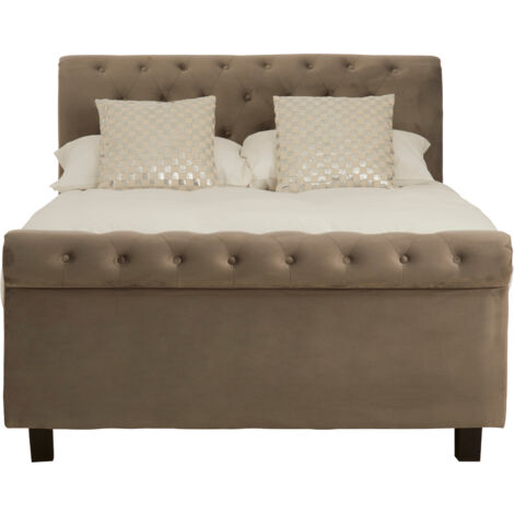 Interiors By Premier Elegant Brushed Velvet Double Bed, Minimalist Double Bed For Bedroom, Velvet Upholstered Stud Detail Bed