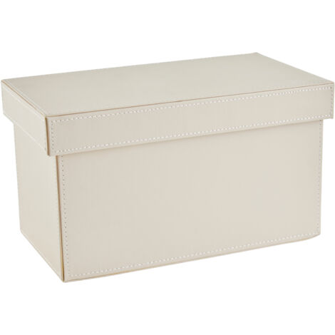 Interiors By Premier Elegant Cream Faux Leather CD Storage Box, Versatile Faux Leather Box, Lightweight CD Storage Container