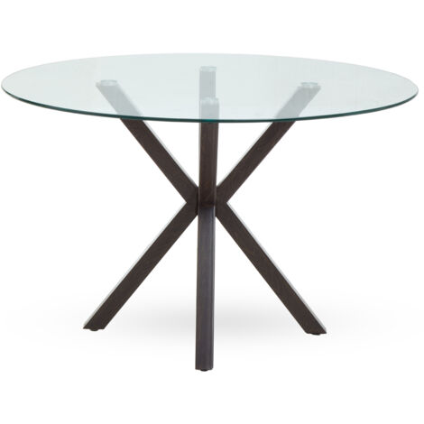Interiors By Premier Elegant Dining Table With Black Wood Effect Metal Legs, Stylish Small Table, Sturdy Kitchen Table For Dinner