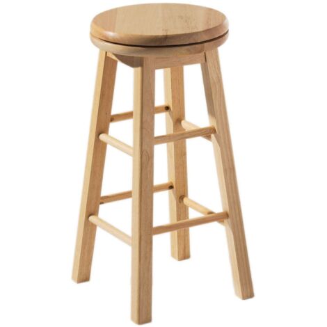 Interiors By Premier Elegant Natural Tropical Hevea Wood Bar Stool, Swivel Bar Stool For Kitchen, Strong Modern Stool For Kitchen