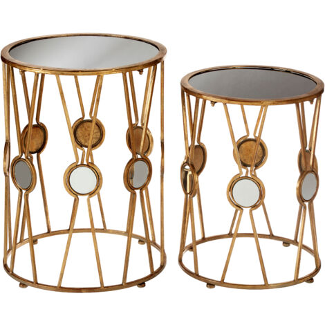 Interiors By Premier Elegant Set Of 2 Cross Design Rounded Tables, Versatile Side Tables By Couch For Indoor, Sleek Lounge Table