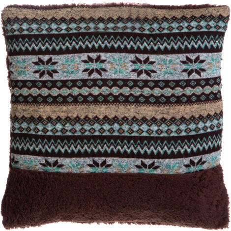 Interiors by Premier Fairisle Brown Throw Cushion, Polyester Décor Cushion for Relaxing, Washable Cushion for Sofa, Bed, Chair