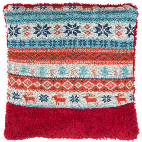 Interiors by Premier Fairisle Red Throw Cushion, Polyester Décor Cushion for Relaxing, Washable Cushion for Sofa, Bed, Chair