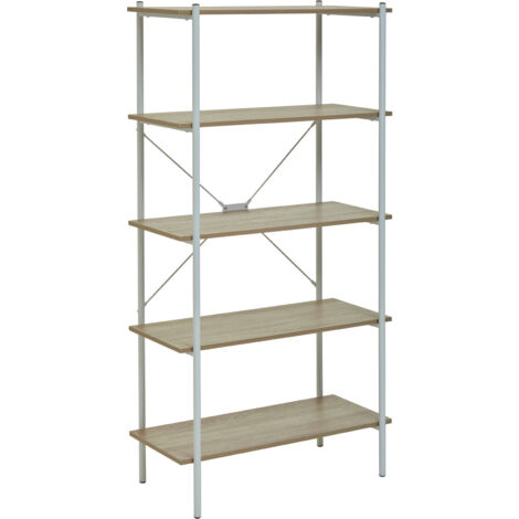 Interiors by Premier Five Tier Natural Oak Shelf Unit, Versatile And Adaptable Shelving Unit, Sturdy And Durable tall Cupboards