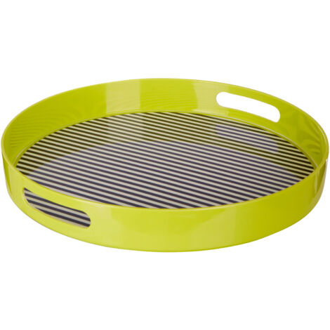 Interiors by Premier Floral Design Stripe Tray With Handles, Curved Contemporary Breakfast Tray, Functional Breakfast Tray