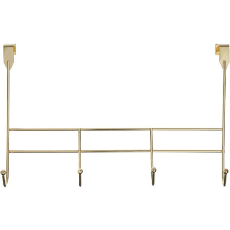 Interiors By Premier Functional 4 Hook Champagne Gold Over Door Hanger, Stylish Over Door Coat Hanger, Sturdy Design Hanging Rack