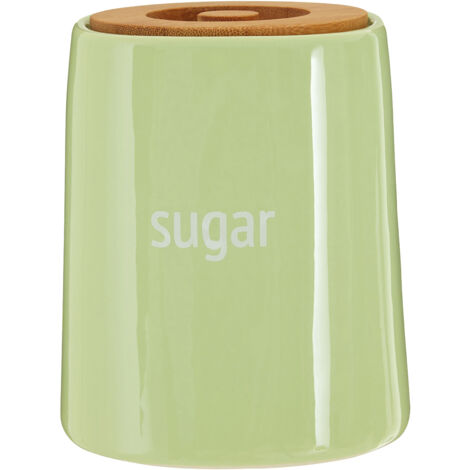 Interiors By Premier Functional Design Green Ceramic Sugar Canister, Chic Ceramic Canister, Durable Canister For Ingredients