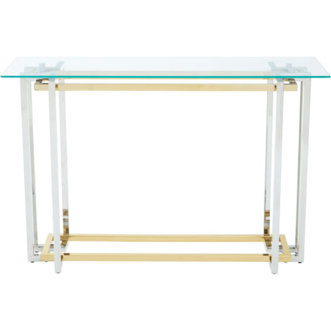 Interiors by Premier Glass Top Console Table, Gold and Silver Luxury Console Table, Modern Style Console Table with Glass Top