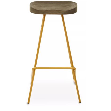 Interiors by Premier Gold Metal Frame Bar Stool, Sleek Kitchen Stool with Footrest, Contemporary Stool for Bar Counter