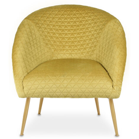 Interiors by Premier Gold Occasional Arm Chair with Curved Back, Velvet Upholstered Chair, Indoor Lounge Chair for Living Room