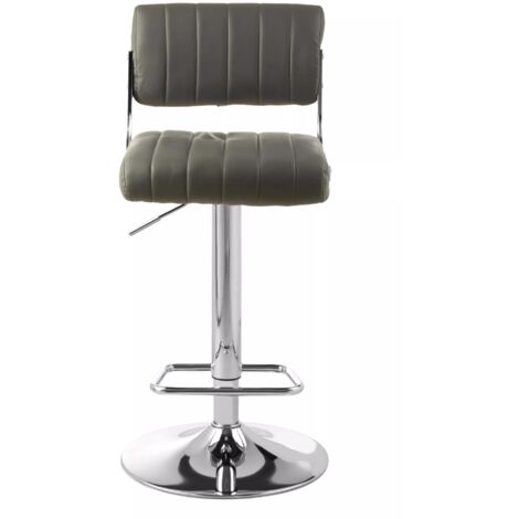 Interiors by Premier Grey Channel Design Seat Bar Stool, Adjustable Height Kitchen Bar Stool, Footrest Swivel Barseat