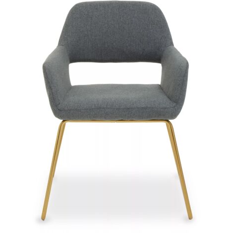 Interiors by Premier Grey Dining Chair, High Quality Kitchen Chair, Back & Arm Support Fabric Chair, Easy to Clean Armchair